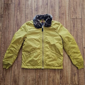 Alpha Industries B15 Bomber Jacket Yellow Leopard Fur Collar Spring Winter - Picture 1 of 6