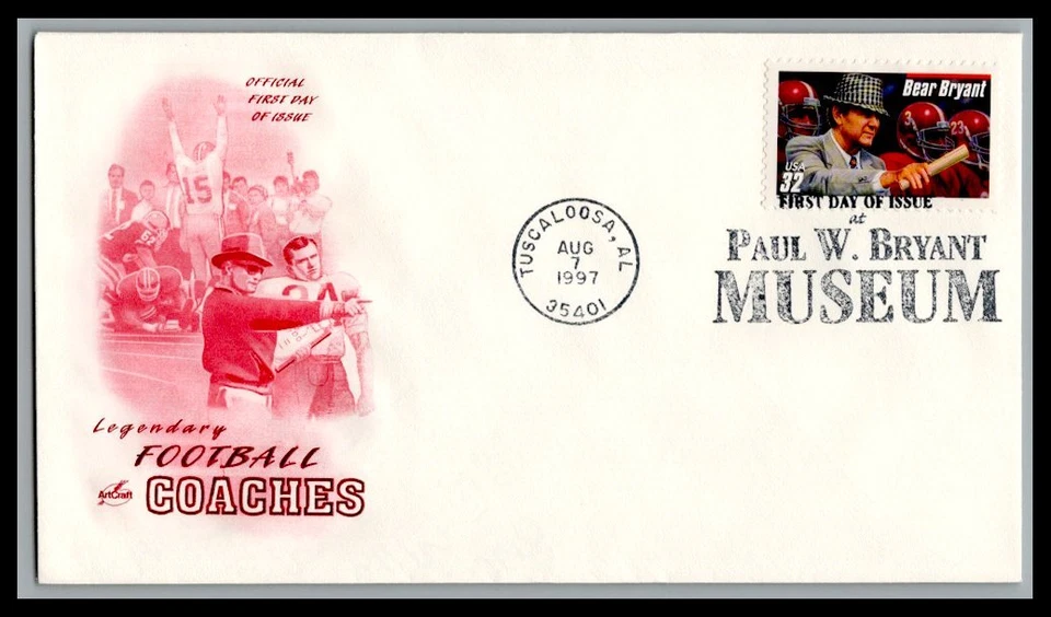 US FDC # 3147 32c Bear Bryant ArtCraft   1997, 0a1040 - Image 1 of 1