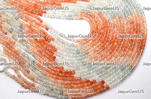 12 Inch Strand, 100% Natural Oregon Sunstone Faceted Round Beads, Size-3.20mm - Picture 1 of 9