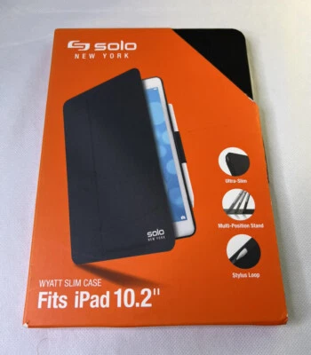 Ultra Slim Black 10.2” iPad Case w/ Stylus Loop & Multi Position Stand NIB - Image 1 of 4