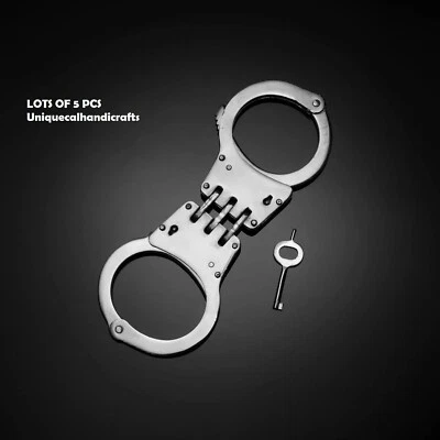 doppia serratura manette professionali misura mano standard argento 2 chiavi ... - Immagine 1 di 4