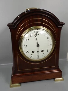 STUNNING ANTIQUE BRASS INLAID FRENCH MANTEL CLOCK - Picture 1 of 22