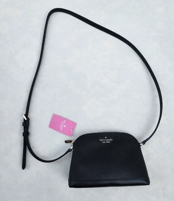 Kate Spade Perry Dome Crossbody Bag Black Glitter Fabric Trim saffiano pvc  $249 - Image 1 of 4