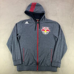 New York Red Bulls Adidas Jacket Mens M Gray Climawarm Zip Hooded MLS Soccer - Picture 1 of 11