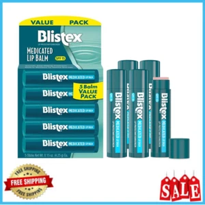 Blistex Moisturizing Medicated Lip Balm, 0.15 Ounce, SPF 15, 5 Pack