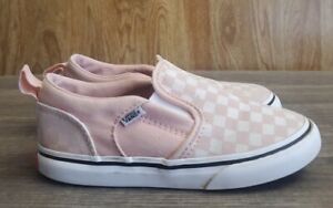 Vans Classic Slip On Shoes Pink White Checkerboard Toddler Size 10