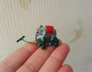 Doll Puppet Elephant on Cart Toy Animal Dollhouse Miniature Scale 1:12 Handmade - Picture 1 of 8