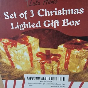 3PCS Christmas Lighted Gift Boxes Pre-lit LED Light Up Present Box Decoration - Picture 1 of 3
