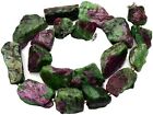 Ruby Zoisite Necklace Rough Unpolished Big Size Nugget Beads 20 Inch Bicolor Gem