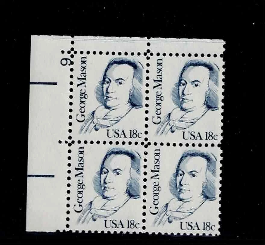 US Scott #1858, Plate Block #9 1981 Mason 18c FVF MNH Upper Left - Image 1 of 1