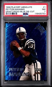 1998 Playoff Absolute Peyton Manning Blue Die Cut Draft Picks Blue Die Cut PSA 7 - Picture 1 of 2