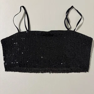 g.o.d. black sequin sparkle cami crop top party going out xs - Picture 1 of 10