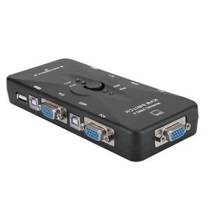 4-Port USB 2.0 KVM VGA/SVGA Monitor Hub Computer Switch Box Adapter Devices NEW - Afbeelding 1 van 7