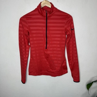 Nike Pro Hyperwarm Dri-Fit Rojo Manga Larga Pullover Top Mujer Pequeño Top a Rayas Foto 1 de 4