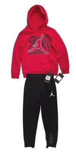 Jordan 23 Jumpman Fleece Pullover Hoodie 2 Pc SET BOYS Kids NWT Black Red Size 7 - Picture 1 of 3