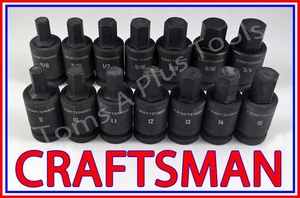 CRAFTSMAN TOOLS 14pc 1/2 drive SAE METRIC MM Hex Allen IMPACT socket  bit set !! - Picture 1 of 3