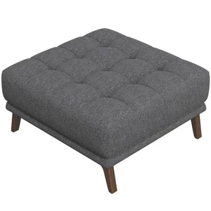 Ashcroft Furniture Co Allen Mid-Century Tufted Square Fabric Upholstered Ottoman - Picture 1 of 5