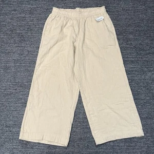 Old Navy Hose Damen groß beige hoher Bund weites Bein Crinkle Gaze Baumwolle Knöchel - Bild 1 von 12