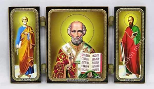 Ikone heiliger Nikolay икона святой Николай Чудотворец освящена 12,7x7,3x0,6 cm - Picture 1 of 1