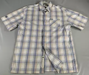 G-Unit Men's Large Plaid Button-Up Shirt Blue Beige White Y2K Hip-Hop Streetware - Picture 1 of 10