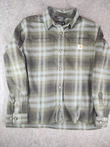 Carhartt Rugged Flex Midweight Flannel Shirt Women's Medium 8-10 Plaid Green - Picture 1 of 8