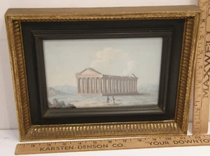 KLEINES GERAHMTES ANTIKES GRAND TOUR GEMÄLDE AKROPOLIS PARTHENON GRIECHENLAND GRIECHISCHER TEMPEL - Bild 1 von 20