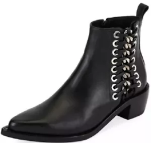 ALEXANDER MCQUEEN Bootie Ankle Boot Black Chelsea sz 10.5 EU 41 Silver Chain New - Picture 1 of 13