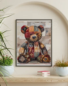 LOUIS VUITTON Patched Patterned Teddy Bear 11 x 14 Print - Zimmerdeko, Teddybär - Bild 1 von 3