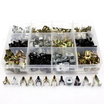 240Pcs Metal Clips Car Dashboard Door Panel Fastener Fixed Screw U Type Gasket  - Image 1 of 4