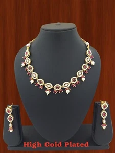 Conjunto de joyas de Bollywood de moda collar étnico chapado en oro joyería de boda - Imagen 1 de 3