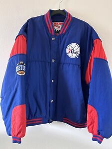 Authentic 90s Philadelphia 76ers Nutmeg NBA Bomber Jacket Sz XL