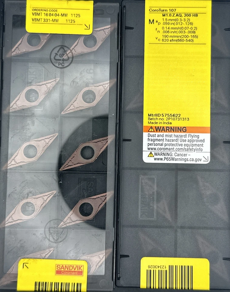 Sandvik Wendeplatten VBMT 160404-MM 1125 Wendeschneidplatten ***Neu***