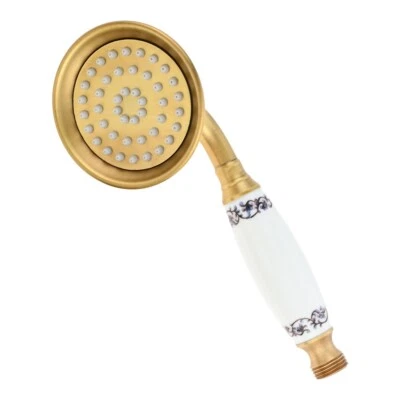 1pc Handheld Shower Spray Retro Bronze Blue and White Porcelain Handle Wand Body - Image 1 of 4