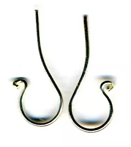 925 silver EAR WIRES, Plain Shepherd Hook, findings settings - Picture 1 of 1
