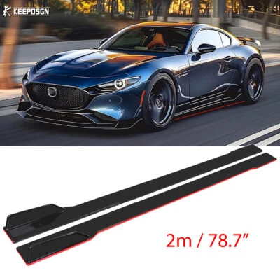 For Mazda RX-7 RX-8 RX-9 78.7" Side Skirts Rocker Panel Splitter Lip Red-Line - Image 1 of 4