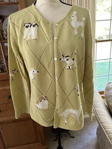 EUC Cotton Dog Sweater Cardigan XL - Picture 1 of 15