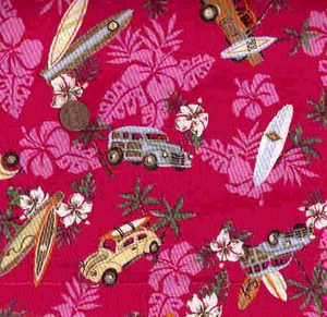 Summer Breeze Retro Autos Surfbrett Woody RJR Stoff - Bild 1 von 1