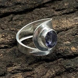 Anello in argento sterling 925 con pietra preziosa Iolite fatto a mano gioiello per regalo - Foto 1 di 3
