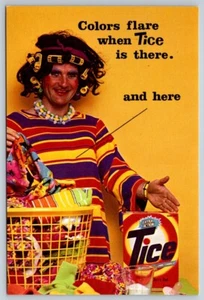 Tice Is Nice, parodia detergente para lavandería Tide, postal cromada 1980 #235, nuevo de lote antiguo - Imagen 1 de 2