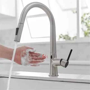 FLG Touchless Kitchen Faucet Smart Hand-Free Pull Down Sprayer Brushed Nickel - Picture 1 of 10