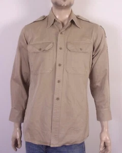 vintage US Army WWII / Korean War Era Khaki Twill Uniform Shirt M 15.5 32 - Picture 1 of 5