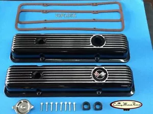 69-74 CAMARO Z28 & LT1, 69-82 CORBETA NUEVO KIT DE CUBIERTA DE VÁLVULA DE ALUMINIO NEGRO - Imagen 1 de 2
