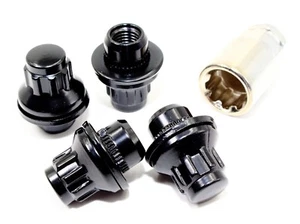 4 Black Factory OE Style Wheel Lug Nut Locks 12x1.5 w/key 1.47" Mag Washer - Picture 1 of 2