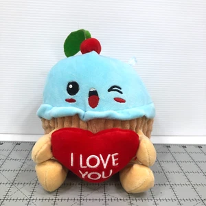 Dan Dee Cupcake Cherry On Top 7 Inch Plush I Love You Heart Stuffed Toy - Picture 1 of 11