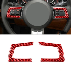 Red Carbon Fiber Interior Steering Wheel Button Cover Trim For Mazda MX-5 Miata - Picture 1 of 11