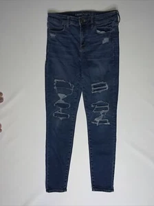 American Eagle Womens Hi-Rise Jegging Jeans sz 8 Stretch Distressed W30xL30 - Picture 1 of 12