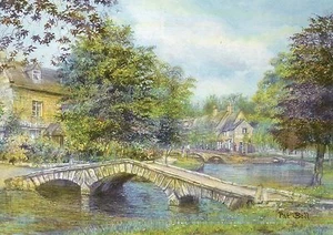 Bourton-On-Water Cotswolds England Village, Bridge - United Kingdom Art Postcard - Bild 1 von 2
