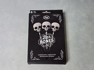 Totenkopf Halloween Cocktail Plektren Rührstäbchen Pick Barware Mancave Bar Knochen | Neu - Bild 1 von 2