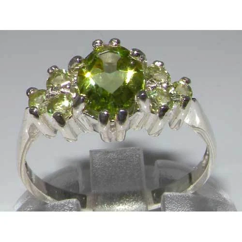 Ladies Contemporary Solid 14K White Gold Natural Peridot Ring - Image 1 of 1
