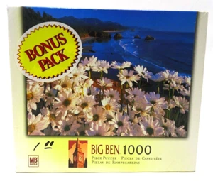 MB Big Ben 1000 Piece Puzzle Flowers in Ecola State Park, OR 2003 NEW SEALED BOX - Picture 1 of 2